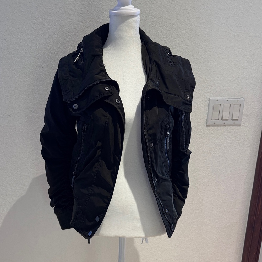 BCBGMaxAzria Olive/ Dark Green Utility Jacket with Zipper Accents